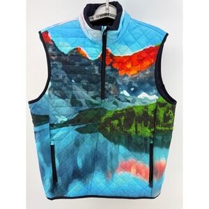 NEW Greyson Golf Painted Mountain‎ Yukon 1/2 Zip Vest Men's Sz M Primaloft